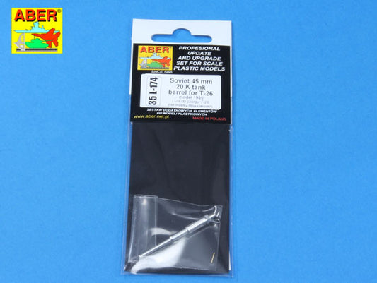 Aber 35L174 1:35 Soviet 45mm 20 K Tank Barrel for T-26 (model 1935)