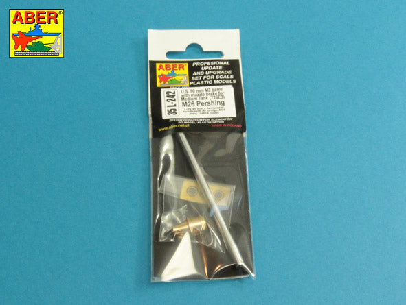 Aber 35L242 1:35 90mm M3 Barrel with Muzzle Brake for T26E3 Pershing (aka M26) U.S. Tank