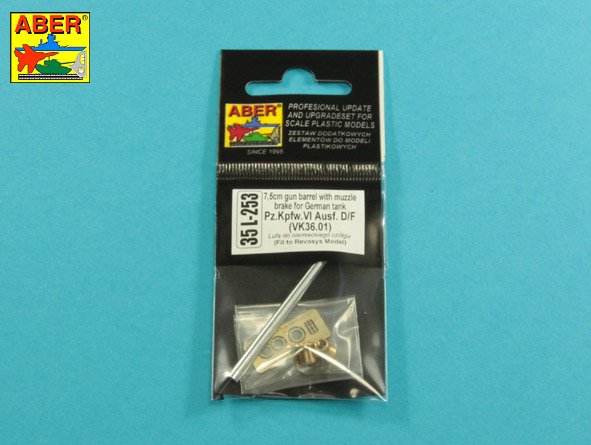 Aber 35L253 1:35 75mm Gun Barrel with Muzzle Brake for German Tank Pz.Kpfw.VI Ausf. D/F (VK36.01)