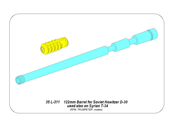 Aber 35L311 1:35 122mm Barrel for Soviet Howitzer D-30 used also on Syrian T-34