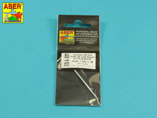 Aber 35L321 1:35 50mm KwK39L/60 Barrel Pz.Kpfw.III Ausf.J, Ausf.L, Ausf.M