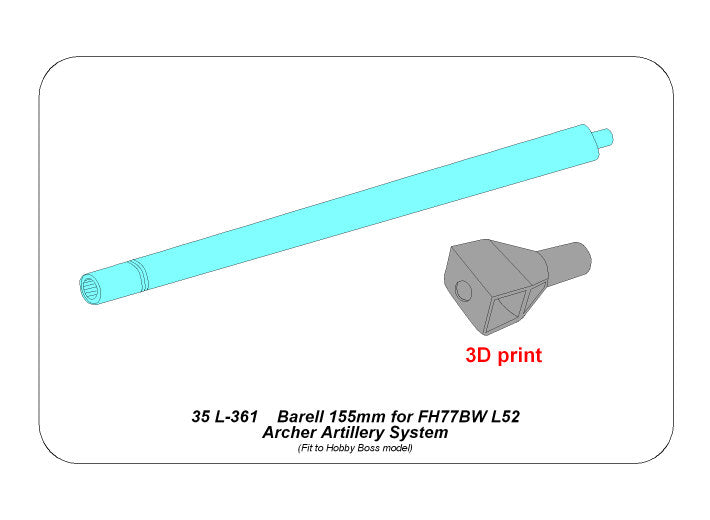 Aber 35L361 1:35 Barrel 155mm for Archer Artillery System FH77BW L52