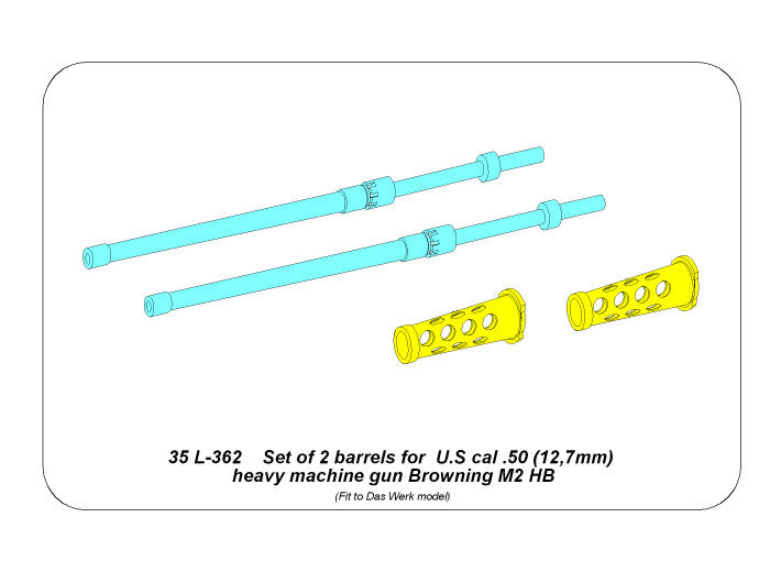 Aber 35L362 1:35 Set of 2 barrels for U.S cal .50 Browning M2 HB