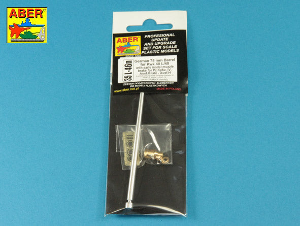 Aber 35L046N 1:35 German 75mm Barrel for KwK40L/48 with Early Model Muzzle Brake for Pz.Kpfw.VI Ausf.G Late-Ausf.H