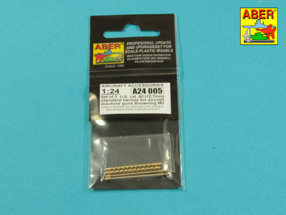 Aber A24005 1:24 Set of 2 cal .50 (12,7mm) Standard Barrels for US Aircraft Machine Guns Browning M2
