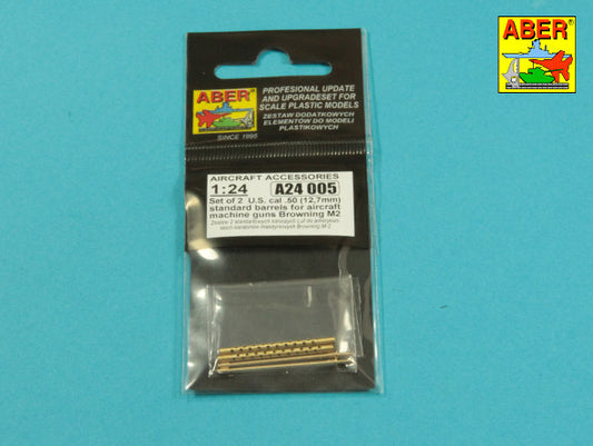 Aber A24005 1:24 Set of 2 cal .50 (12,7mm) Standard Barrels for US Aircraft Machine Guns Browning M2