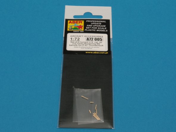 Aber A72005 1:72 Set of 8 Turned cal .50 (12,7mm) U.S. Browning M2 Barrels for Republic P-47D Thunderbolt