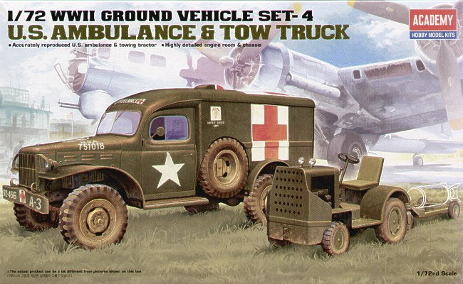 Academy 13403 1:72 WWII U.S. Ambulance and Airfield Bomb Towing Tractor