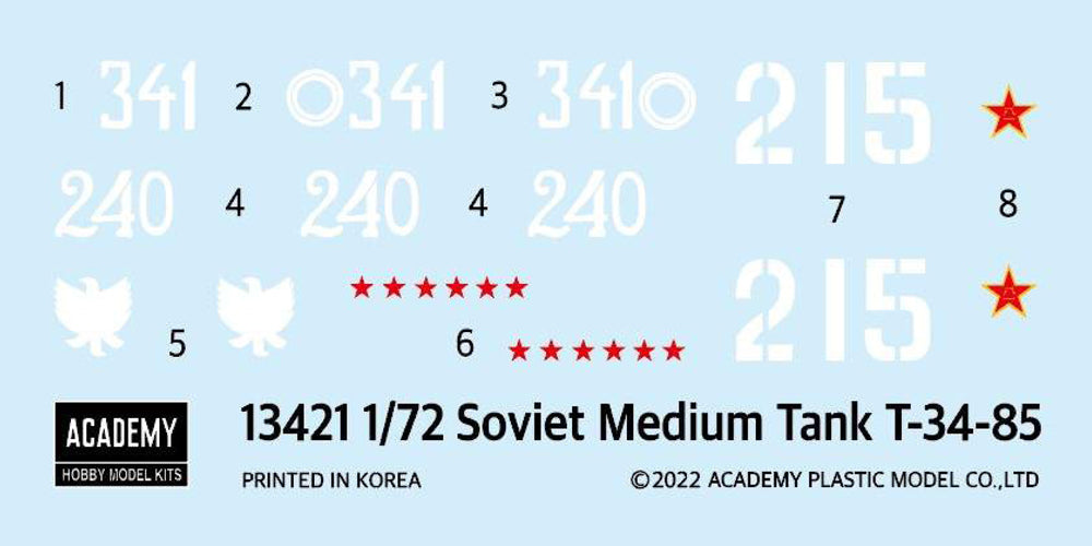 Academy 13421 1:72 T-34/85 WWII Medium Tank