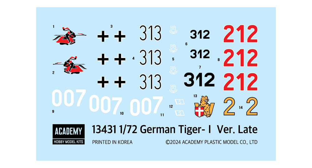 Academy 13431 1:72 German Tiger I Late