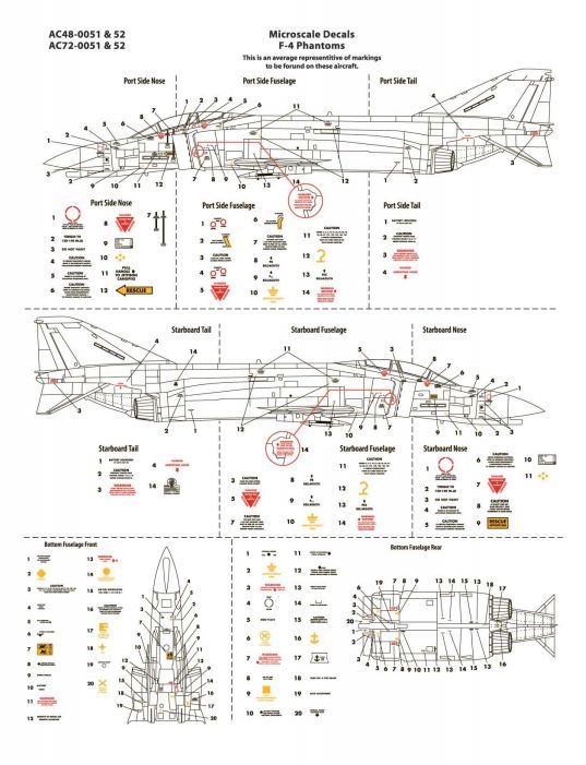 Microscale AC480052 1:48 McDonnell F-4 Phantom II Assorted Versions - Common Data - Camouflage aircraft