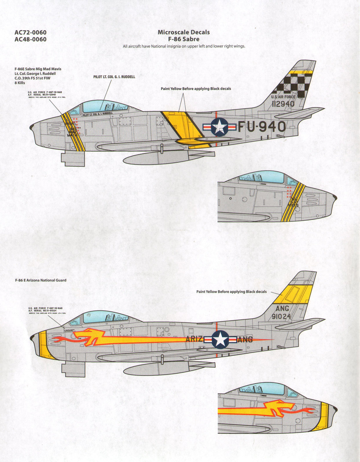 Microscale AC480060 1:48 F-86E Sabre