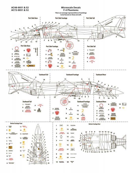 Microscale AC720051 1:72 McDonnell F-4 Phantom II Assorted Versions Common Data, Grey & Medium Grey Aircraft