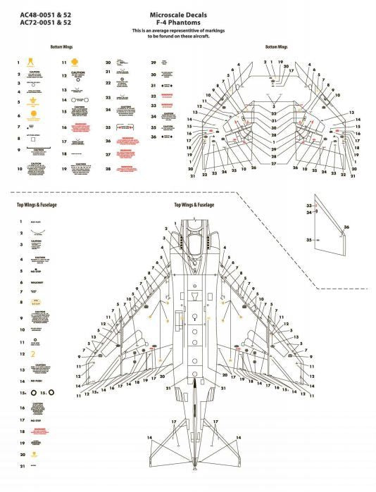 Microscale AC720051 1:72 McDonnell F-4 Phantom II Assorted Versions Common Data, Grey & Medium Grey Aircraft