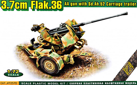 Ace 72570 1:72 Flak.36 3.7cm. AA gun with Sd.Ah.52 carriage trailer