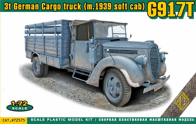 Ace 72575 1:72 G917T 3t German Cargo Truck (model 1939 Soft Canvas Cab)