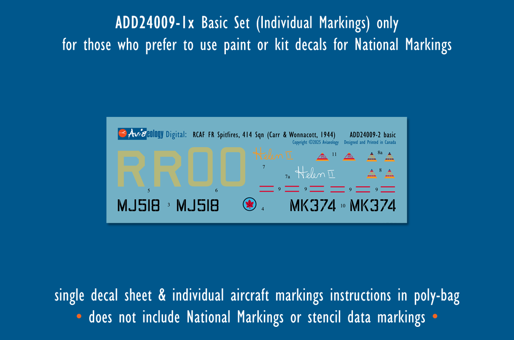 Aviaeology ADD24009-2X 1:24 Supermarine Spitfire FR Mk.IXCs MJ518 & MK374 of 414 Squadron, 39 Wing, RCAF