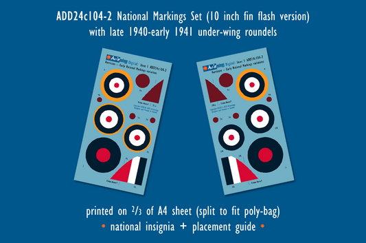 Aviaeology ADD24C104-2 1:24 Hawker Hurricane National Markings – Early Variation 2 (Nov. 1940 – April 1941)