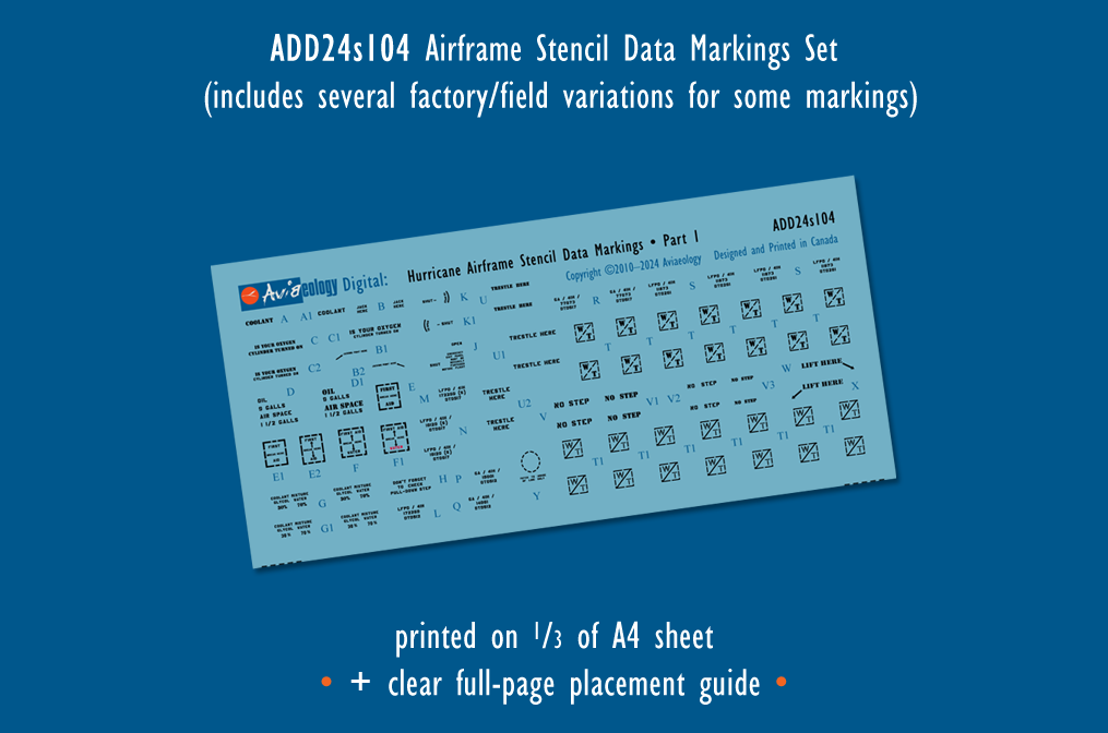 Aviaeology ADD24S104 1:24 Hawker Hurricane airframe stencil/data marking (part 1)