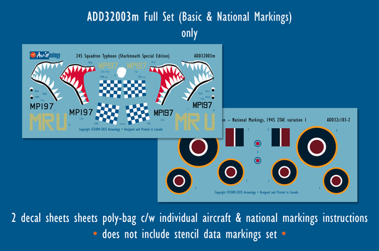 Aviaeology ADD32003M 1:32 Sharkmouth Hawker Typhoon – Special Edition (Full Set)