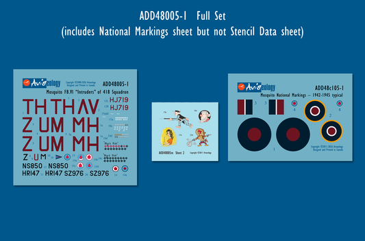 Aviaeology ADD48005-1 1:48 de Havilland Mosquito FB.VI Intruders HJ719, HR147, & NS850 of 418 Sqn, RCAF (Full Set)