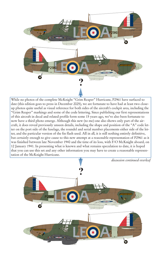 Aviaeology ADD48007-1 1:48 Hawker Hurricane Mk.I P2961 as LE•A of 242 Sqn, RAF – McKnight aircraft (Full Set)