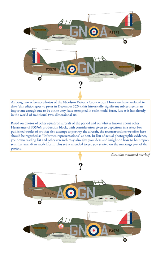 Aviaeology ADD48007-2 1:48 Hawker Hurricane Mk.I P3576 as GN•A of 249 Sqn, RAF – Nicolson VC (Full Set)