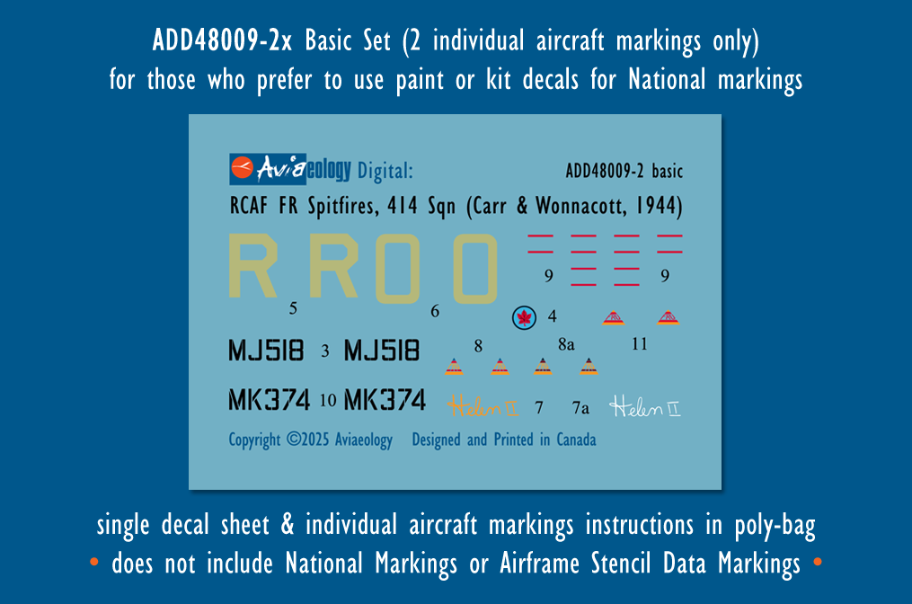 Aviaeology ADD48009-2X 1:48 Supermarine Spitfire FR.IXCs MJ518 & MK374 of 414 Squadron, 39 Wing, RCAF