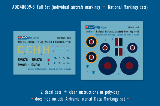 Aviaeology ADD48009-3 1:48 Supermarine Spitfire FR.XIVEs RM876 & RM818 of 430 Squadron, 39 Wing, RCAF