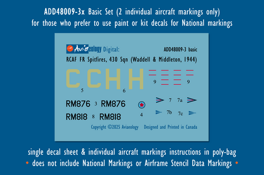 Aviaeology ADD48009-3X 1:48 Supermarine Spitfire FR.XIVEs RM876 & RM818 of 430 Squadron, 39 Wing, RCAF (Basic Set)