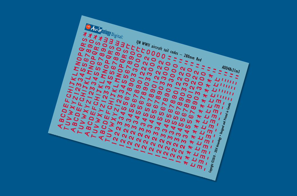 Aviaeology ADD48C21M3 1:48 IJNA Tail Codes 280mm Red