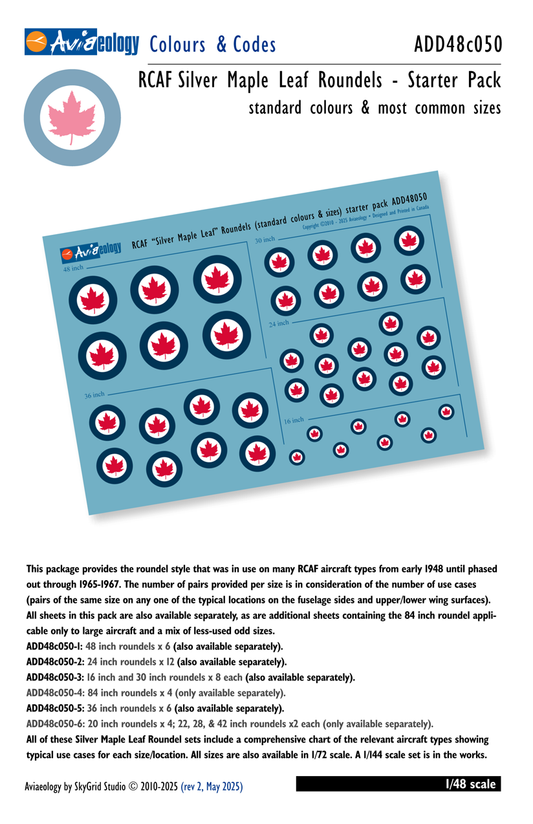 Aviaeology ADD48C050 1:48 RCAF 'Silver Maple Leaf' Roundels