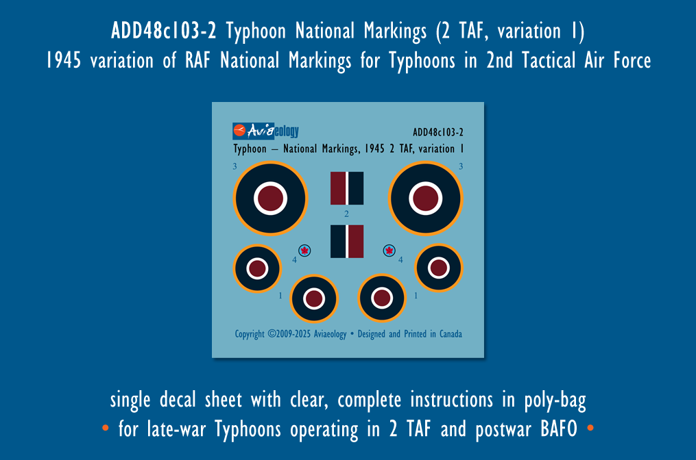 Aviaeology ADD48C103-2 1:48 Typhoon National Markings – Late (2TAF/BAFO Variation 1)