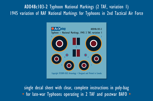 Aviaeology ADD48C103-2 1:48 Typhoon National Markings – Late (2TAF/BAFO Variation 1)