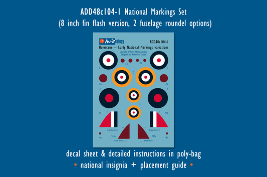 Aviaeology ADD48C104-1 1:48 Hurricane National Markings – Early Variation 1 [Mk.I Mk.IIB Mk.IIC]
