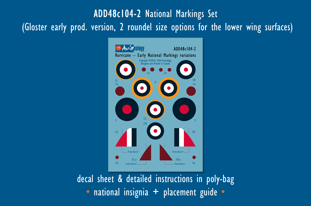 Aviaeology ADD48C104-2 1:48 Hurricane National Markings – Early Variation 2 (Nov. 1940 – April 1941) [Mk.I Mk.IIB Mk.IIC]