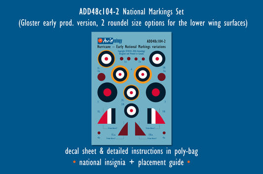 Aviaeology ADD48C104-2 1:48 Hurricane National Markings – Early Variation 2 (Nov. 1940 – April 1941) [Mk.I Mk.IIB Mk.IIC]