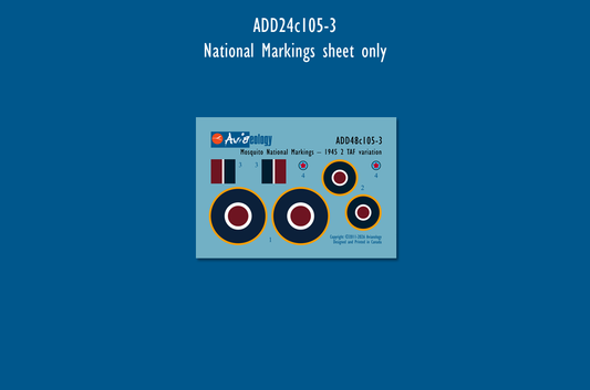 Aviaeology ADD48C105-3 1:48 de Havilland Mosquito National Markings – 2TAF/BAFO Variation Early 1945 – Early 1947