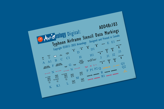 Aviaeology ADD48S103 1:48 Typhoon Airframe Stencil/Data Marking (Part 1)