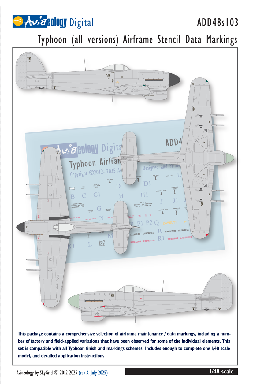 Aviaeology ADD48S103 1:48 Typhoon Airframe Stencil/Data Marking (Part 1)