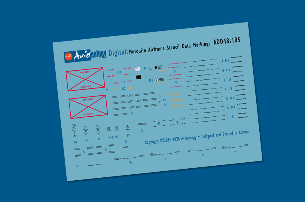 Aviaeology ADD48S105 1:48 de Havilland Mosquito airframe stencil/data marking (part 1)