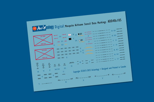 Aviaeology ADD48S105 1:48 de Havilland Mosquito airframe stencil/data marking (part 1)