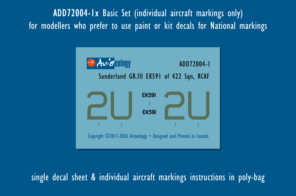 Aviaeology ADD72004-1X 1:72 Sunderland EK591 2-U of 422 Sqn, RCAF (Basic Set)