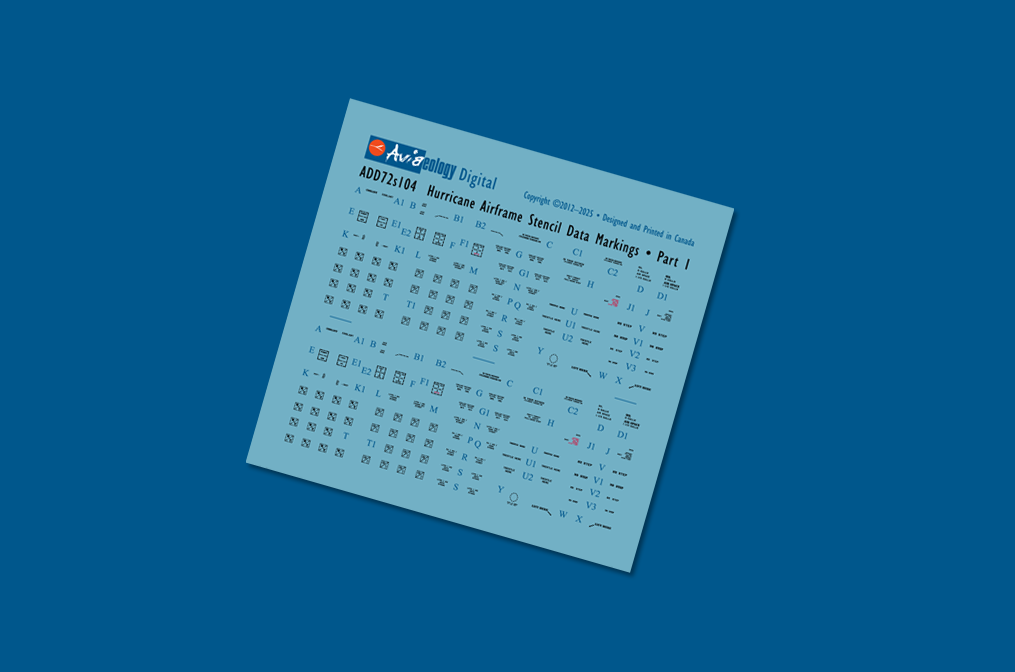 Aviaeology ADD72S104 1:72 Hawker Hurricane airframe stencil/data