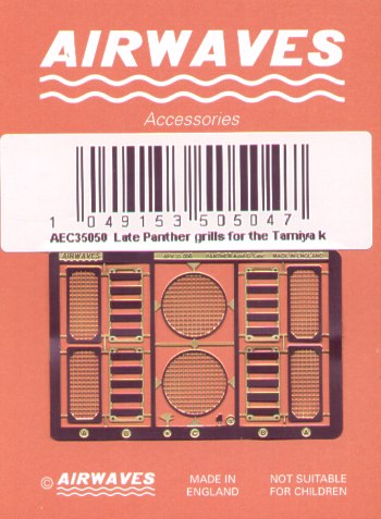 Airwaves (etched) AEC35050 1:35 Pz.Kpfw.V Panther Grilles Late Version