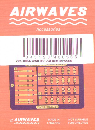 Airwaves (etched) AEC48056 1:48 WWII U.S. Seat Belt Harness [3969:36]