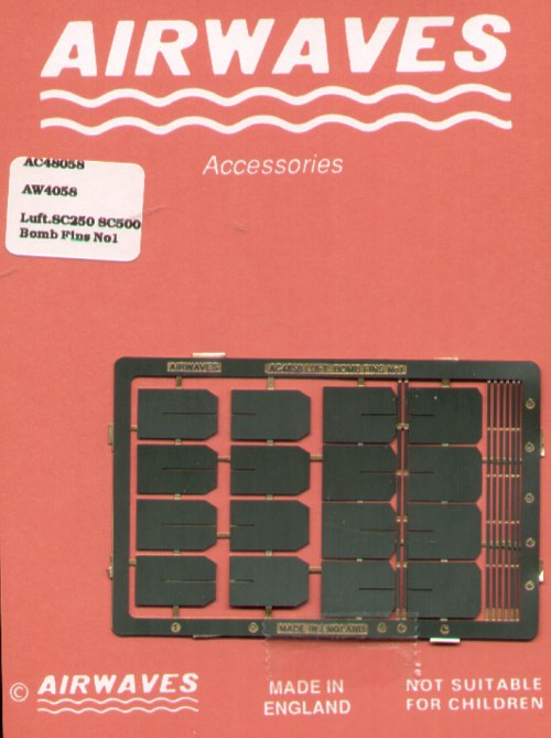 Airwaves (etched) AEC48058 1:48 German Bomb SC-250/SC-500 Fins Style No.1