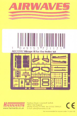 Airwaves (etched) AEC72117 1:72 Dassault Mirage III