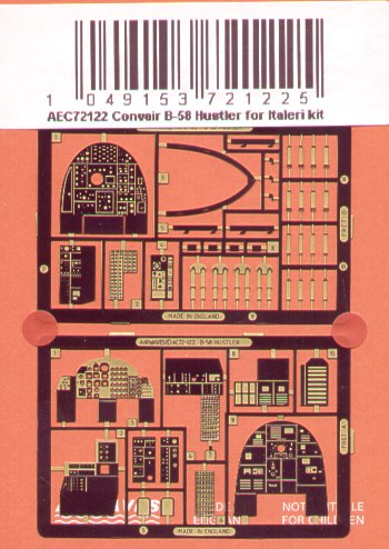 Airwaves AEC72122 1:72 Convair B-58 Hustler instrument panels etc for Italeri