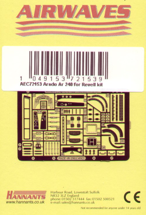 Airwaves AEC72153 1:72 Arado Ar-240A-2 for Revell